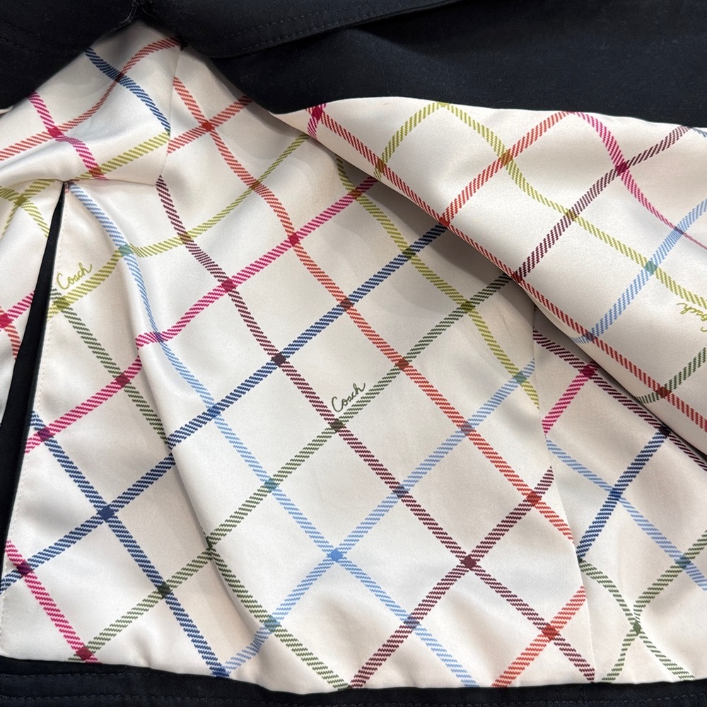 VINTAGE Coach Women's Black Trench Coat sz XL - Picture 10 of 14